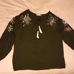 Dex sequin self-tie front blouse